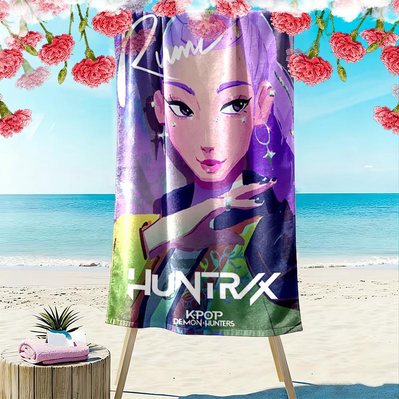K-Pop Demon Hunters: Urban Fantasy Adventure beach towel Beach towel for vacation photos beach quick-drying swim towel Absorbent bath towel swim