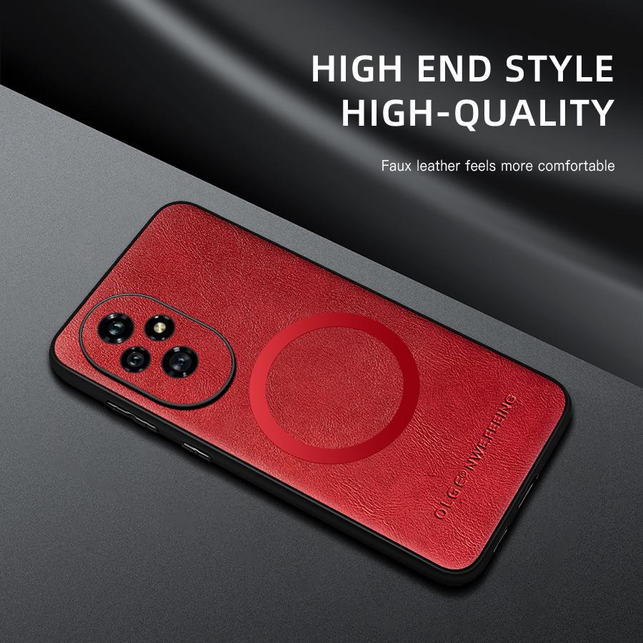 For Honor 200 200 Pro 200 Lite PU Leather Magnetic Ring Soft Edge Anti-Drop Anti-Fingerprint Phone Case