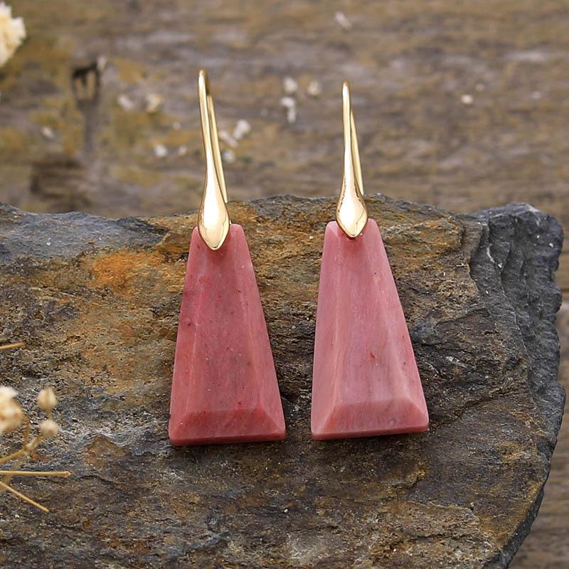 Bohemian geometric pendant earrings, popular natural stone jewelry in Europe and America