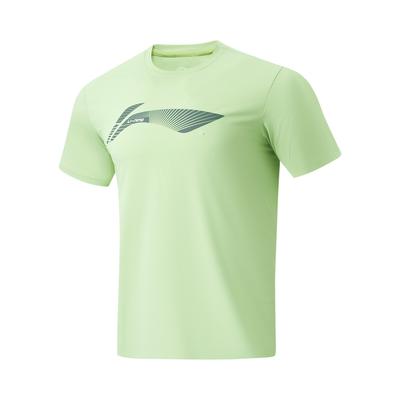 Li Ning Fitness Series Logo Letter Round Neck Comfortable Versatile Quick-Dry Short Sleeve T-Shirt Men Tops Laurel-Green ATSU021-8