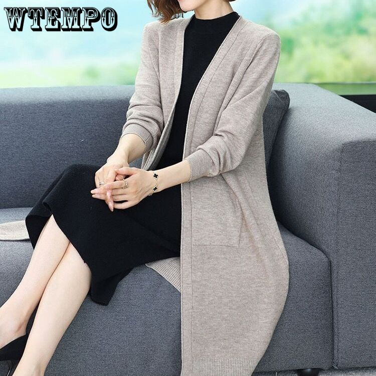 Spring and Autumn Loose Large Size Sweater Outerwear Sweater Coat Women's Knitted Cardigan Women's Long Style