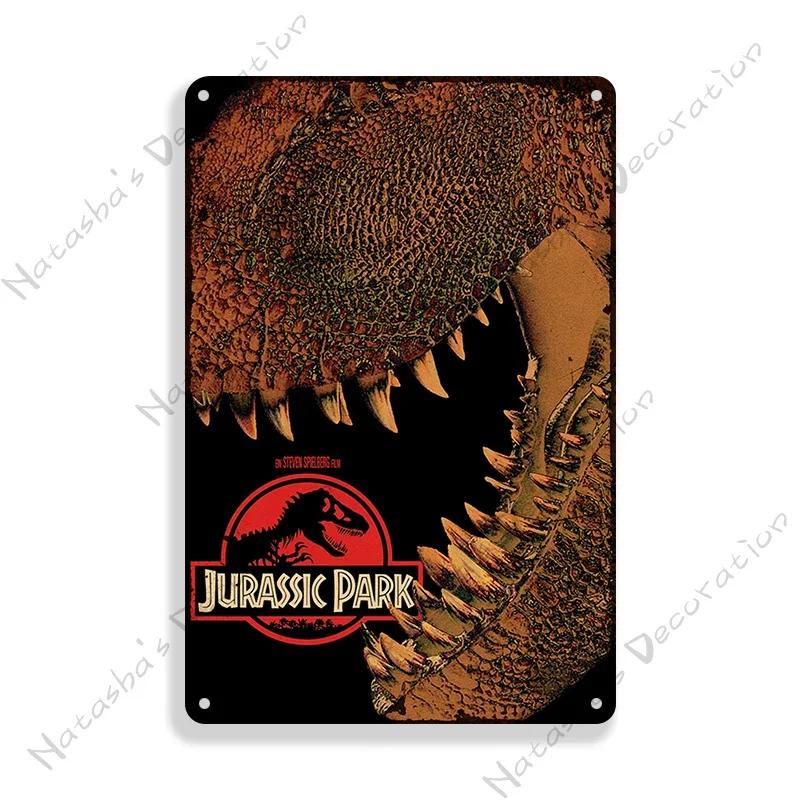Classic Movie Poster Jurassic Park Metal Sign Retro Poster Vintage Metal Plaque Rusty Metal Sign Club Bar Cafe Industrial Decor