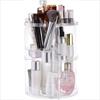 360 Degree Rotatable Rotating Makeup Organizer with Brush Holder Transparent Cosmetic Holder Shelf Adjustable Large Capacity