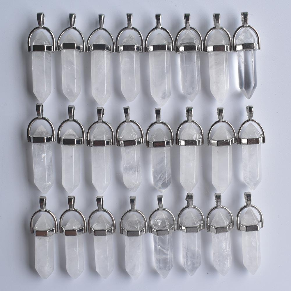 24pcs/lot Fashion quality assorted natural stone mixed pillar charms chakra Pendants & necklaces for making free