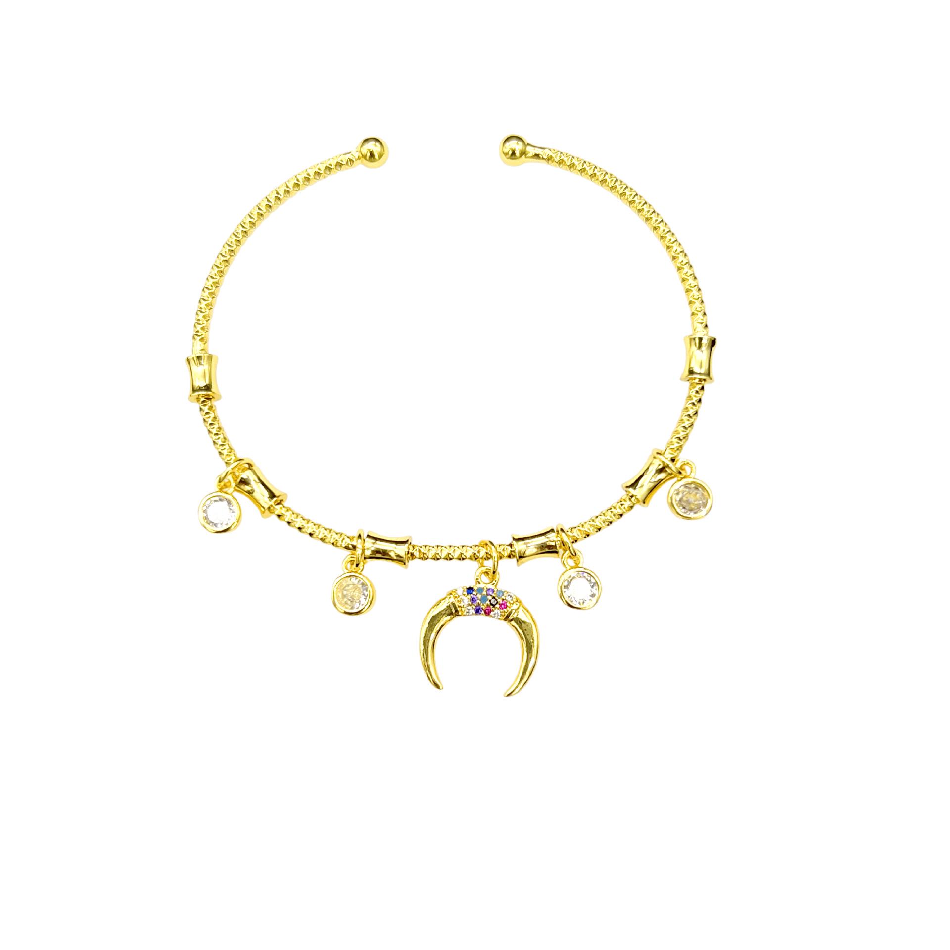 

18K Gold-Plated Zircon Open Bangle - Light Luxury, Non-Fading Bracelet