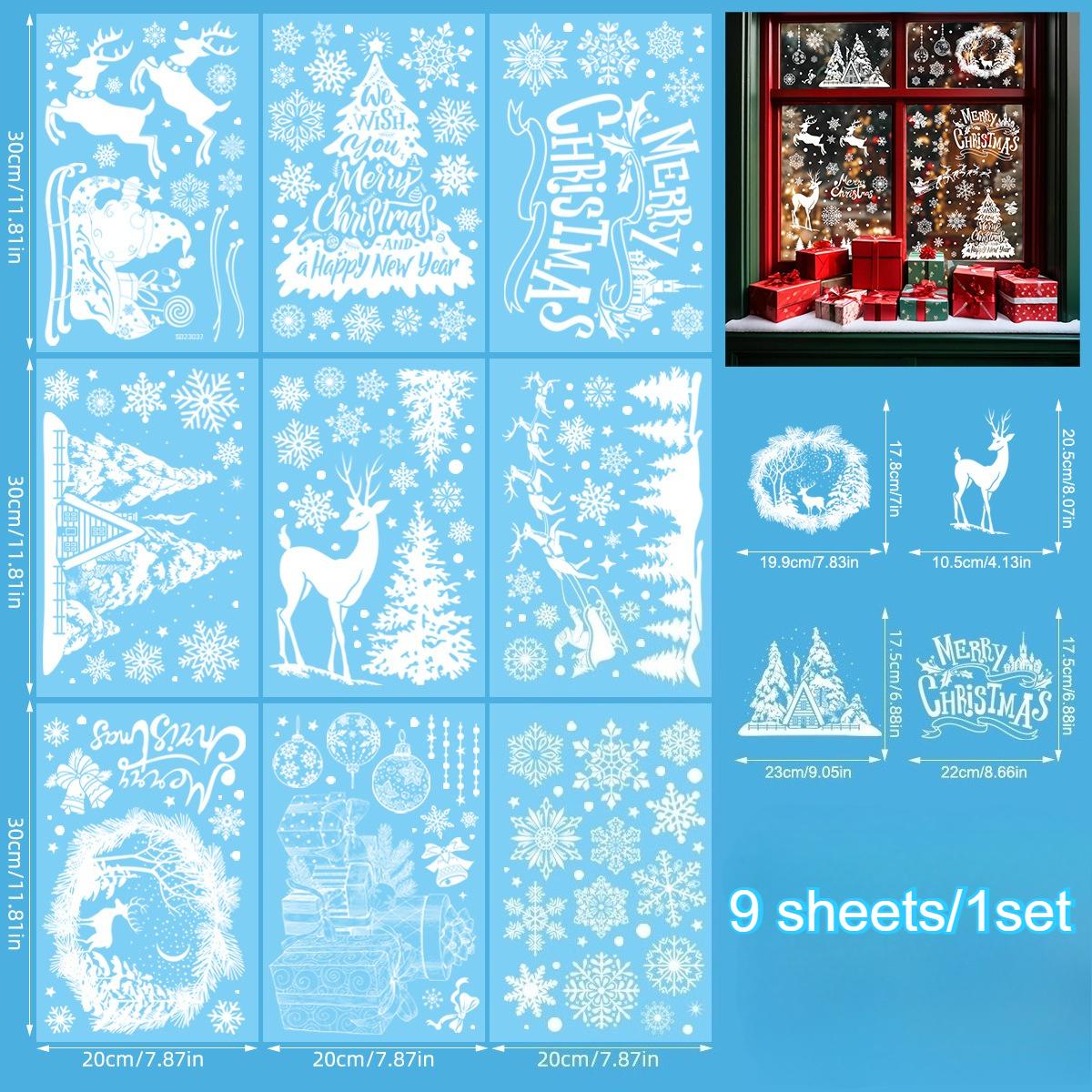 

9 листов/1 набор Рождественские наклейки на окна - Зимние наклейки на дом, Простой стиль, Многоразовые, Без клея, Наклейки-бордюры с уличной сценой one size fits all