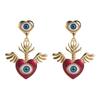 Personality Creative Love Devil's Eye Pearl Bee Earrings Silver Needle Earrings