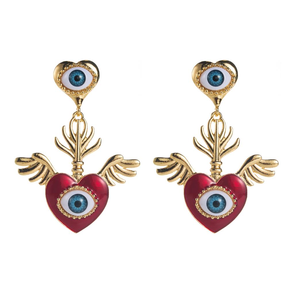 Personality Creative Love Devil's Eye Pearl Bee Earrings Silver Needle Earrings