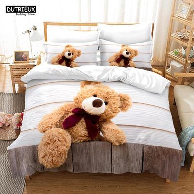 3D Teddybär Bettwäsche Set Weiß Eisbär Bettwäsche Jugendliche Frauen Einzelbett Twin Queen King Übergröße Bettbezug 2/3-teilig Bettwäsche