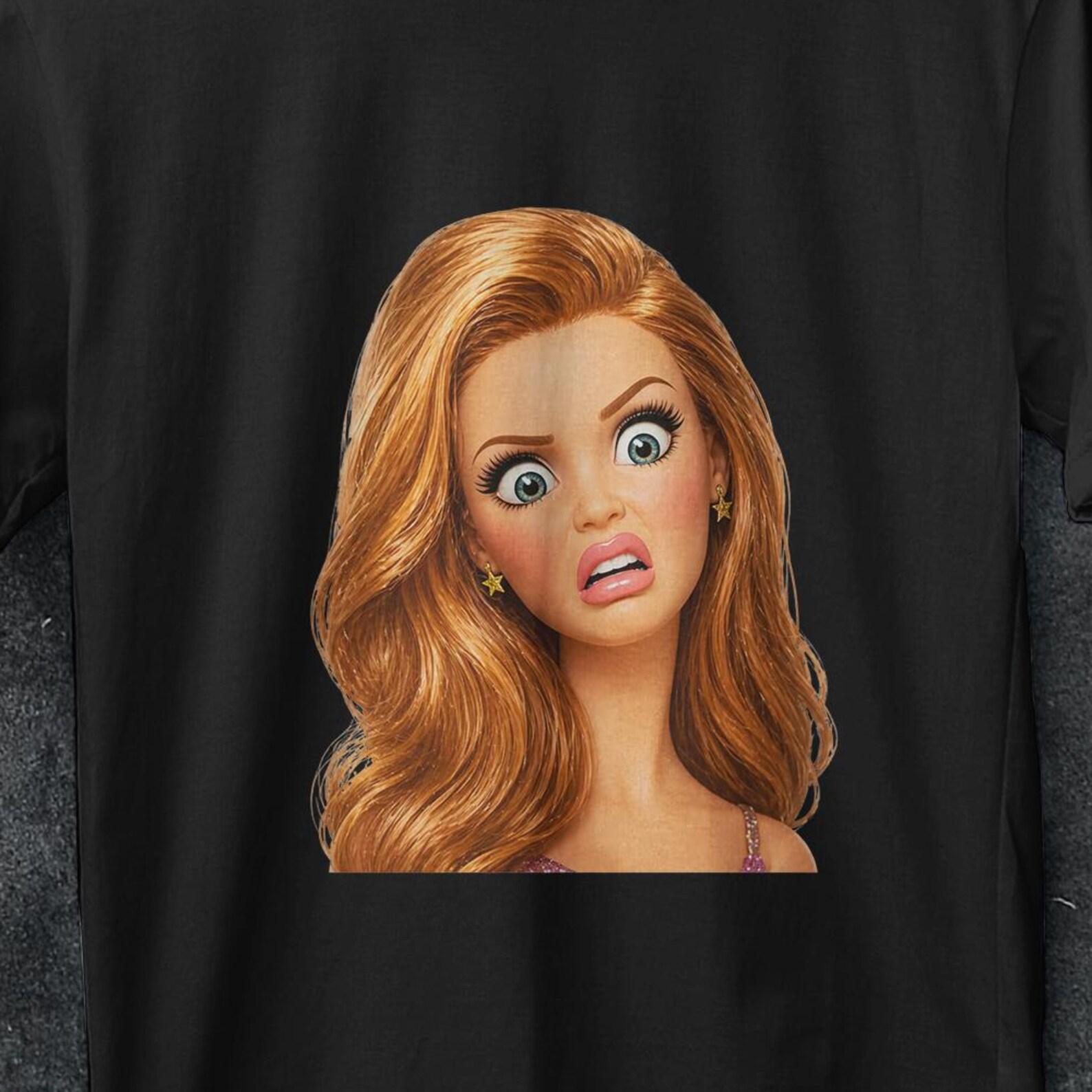 Doll face meme shirt, trending graphic tees, Shocked Doll Funny Meme TShirt, Disgusted Doll Shirt, Inappropriate Shirt, gifts for woman 2XL