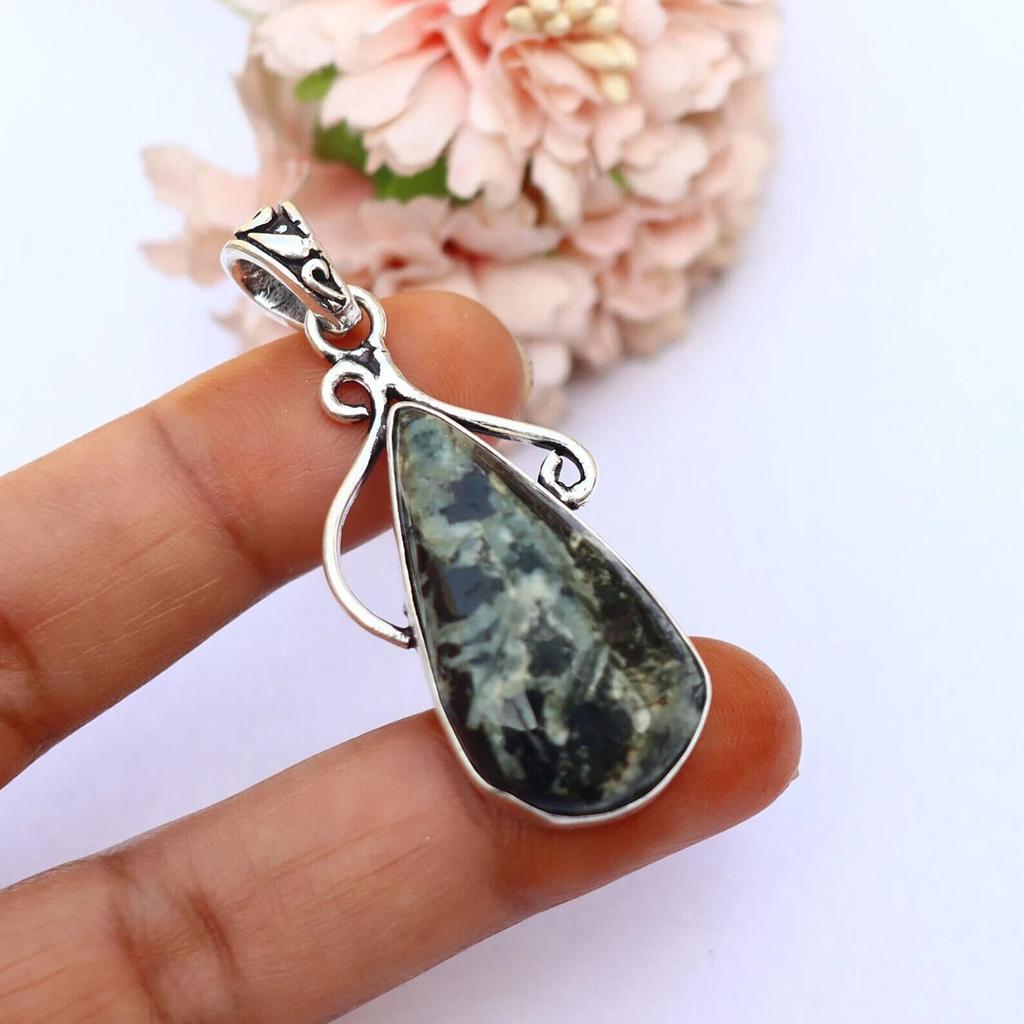 Seraphinite Pendant Seraphinite Necklace Large Seraphinite Gemstone Pendant