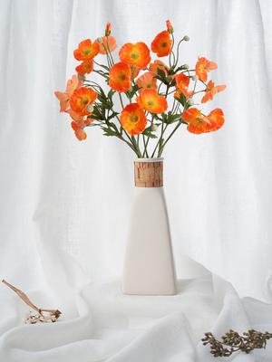 4 Bouquets de Soie pour Décoration d'Intérieur Fleurs de Coquelicot Artificielles, Mariage, Centre de Table et Événements Festifs Arrangements Floraux Artificiels DIY