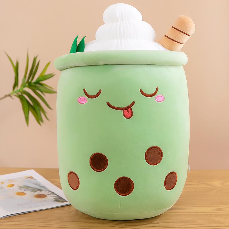 Süßes Stoff-Boba-Plüschtier Bubble Tea Essen Milchbecher Plüschtier Kissen Weiche Kawaii Umarmungs-Plüschtiere Geschenke für Kinder