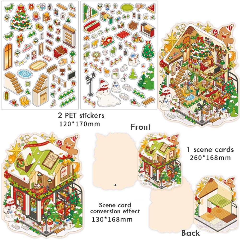 Christmas 2.5D Visual Pocket House Scene Stickers Landscape Stickers Stacking & Pasting DIY Stickers Festival Gifts Xtmas Decor