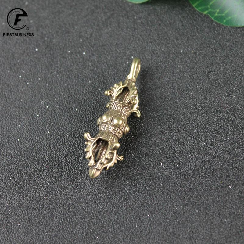 Copper Vajry Pestle Ornaments Vintage Brass Key Chains Pendant Buddha Instruments Lucky Home Decorations Avoid Evil For Gifts