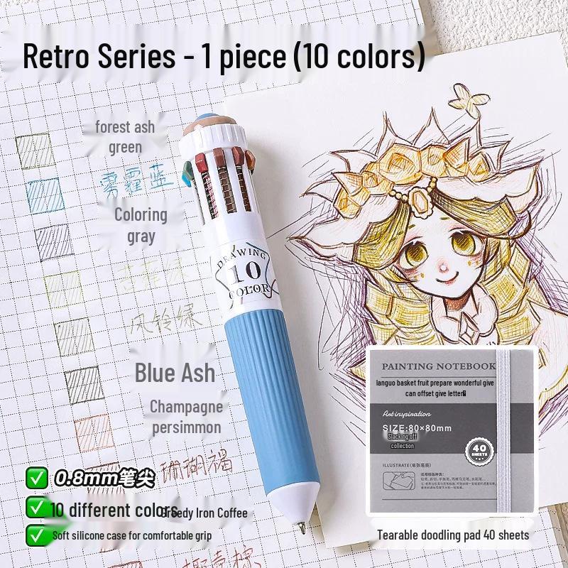 Blue Fruit Multi-Color Gel Pen Set - 30 High-Quality Stackable Press-Type Ballpoint Pens for Journaling