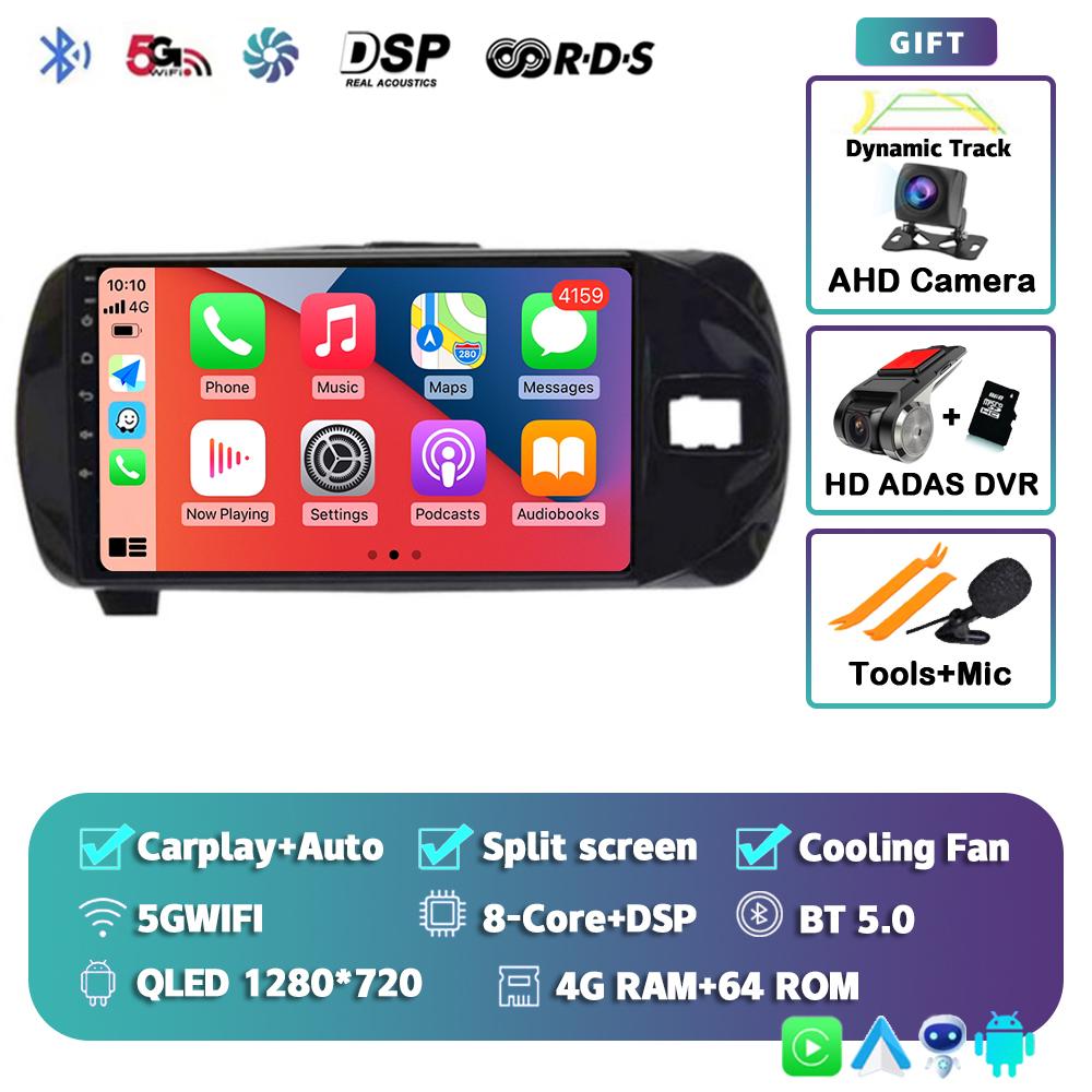 Android 14 Carplay For Toyota Vitz 3 XP130 2014 2015 2016 2017 2018 2019 Car Radio Multimedia Video Player Navigation GPS Stereo
