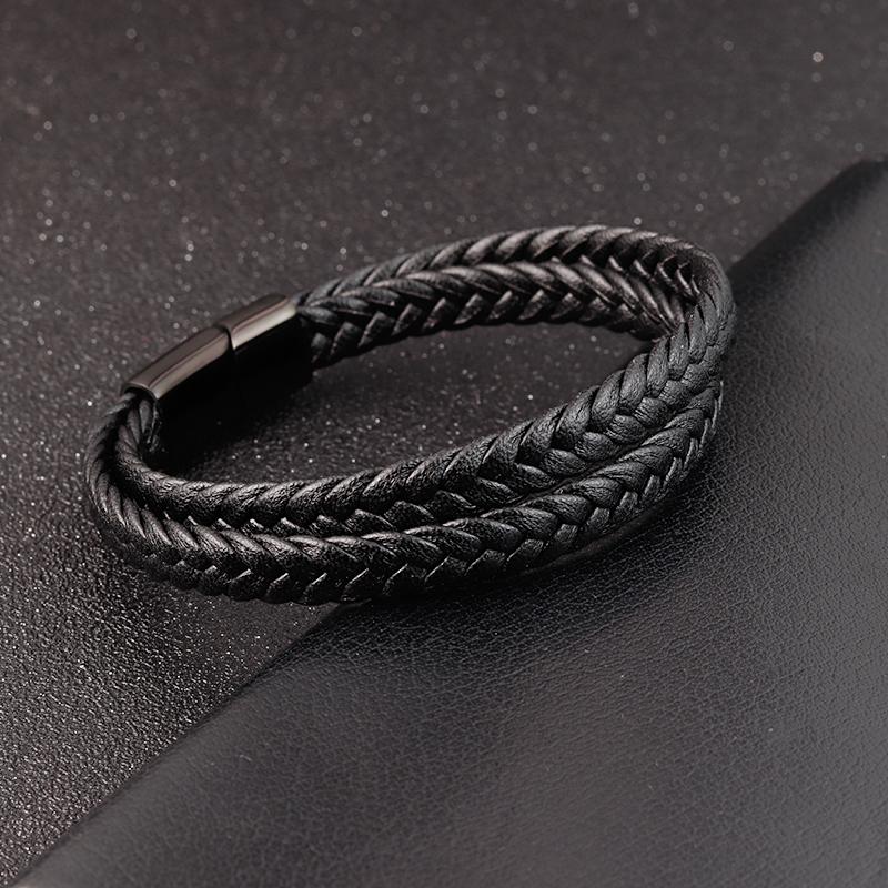 2020 New Design Multi-layers Handmade Braided Genuine Leather Bracelet & Bangle For Men Male Hand Jewelry For Birthday Gift