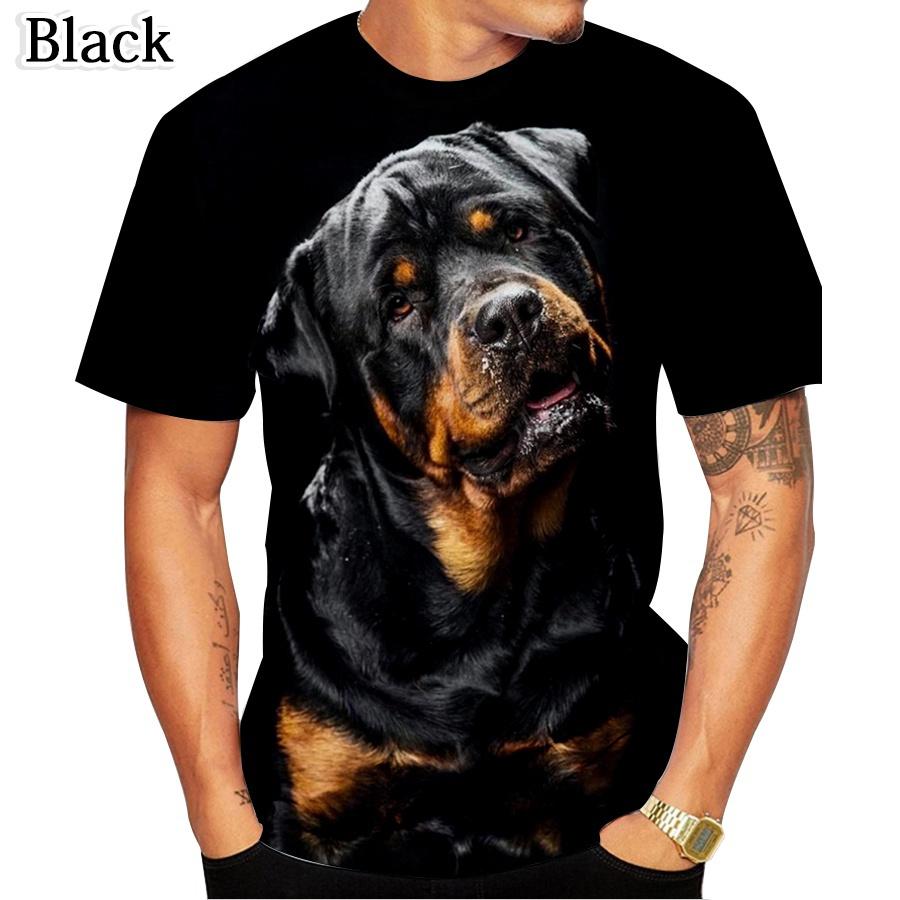 Fashion Personality Design Cute Pet Dog Rottweiler 3D Printed T-Shirt Funny Stylish Round neck Short sleeved Men's T-shirts