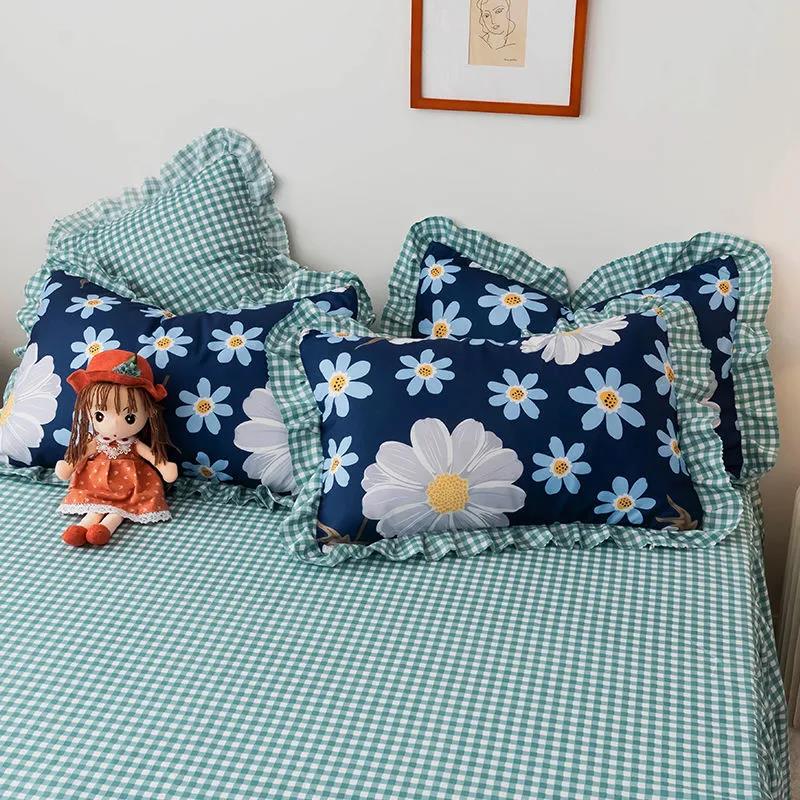 Pastoral Print Lace Pillowcase Plus Size 48*74cm Two-pack Pillow Core Dust Cover Student Dormitory