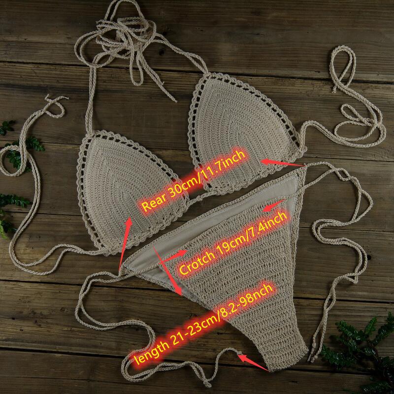 Handmade Crochet Small Square Bikini Set Swimsuit