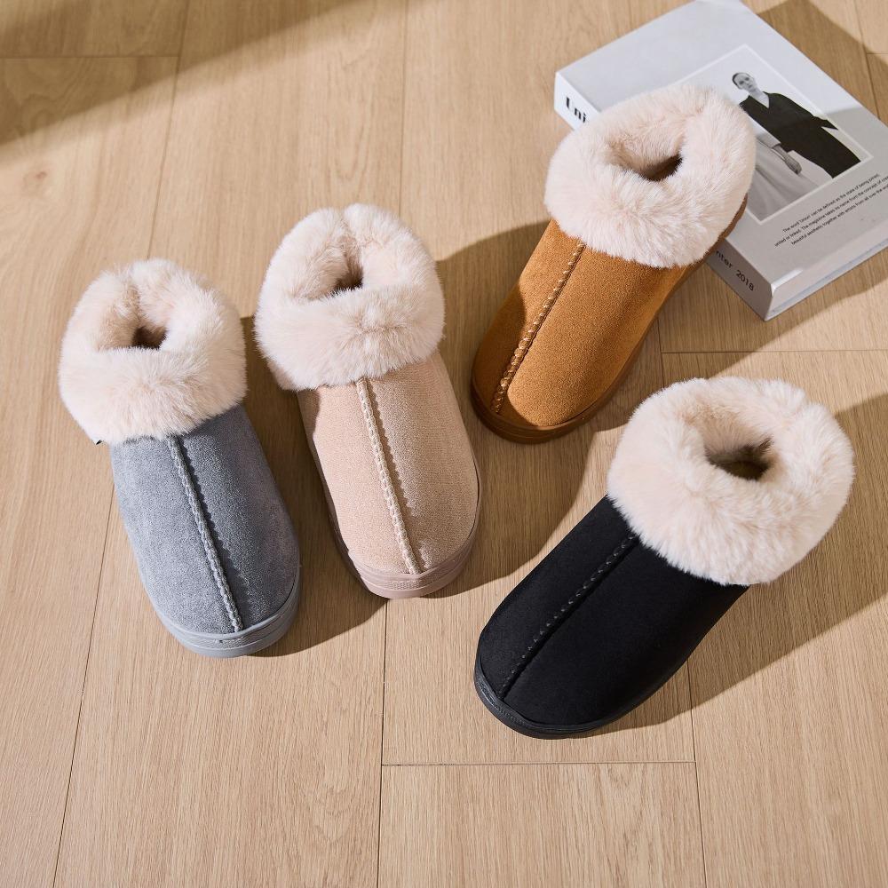 Fashion Men Slippers Plush Collar Outdoor Warm Anti-slip Cotton Shoes Women Indoor Casual Fur Slides Fuzzy House Shoes