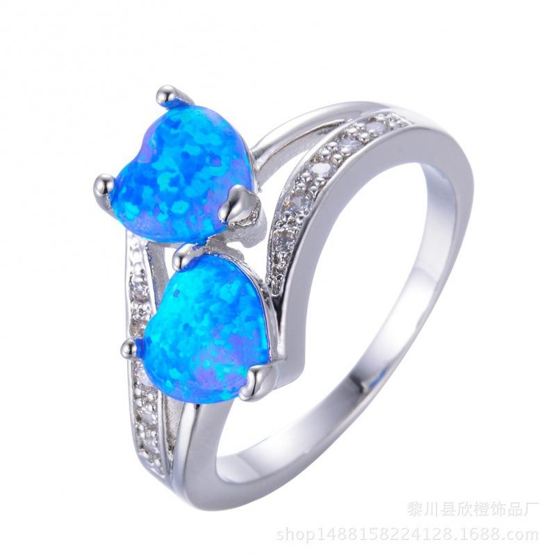 

Fashion European and American platinum white Orbo double peach heart ring jewelry no. 10