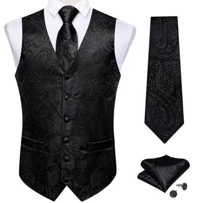 Designer Mens Waistcoat Sleeveless Vest Suit Tie Bow Tie Set Party Wedding Event