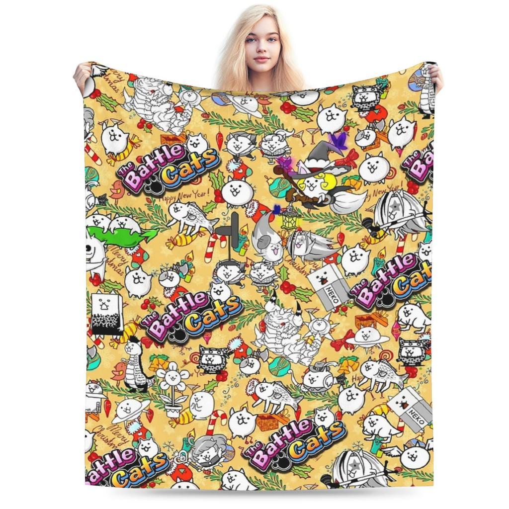 Game Cartoon The Battle Cats Blanket Flannel Spring Autumn Multifunction Soft Throw Blankets for Bed Office Plush Thin Quilt