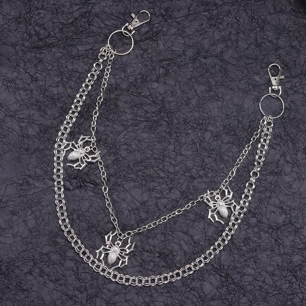 Punk Metal Double Ring Waist Chain With Lobster Clasp For Men And Women
