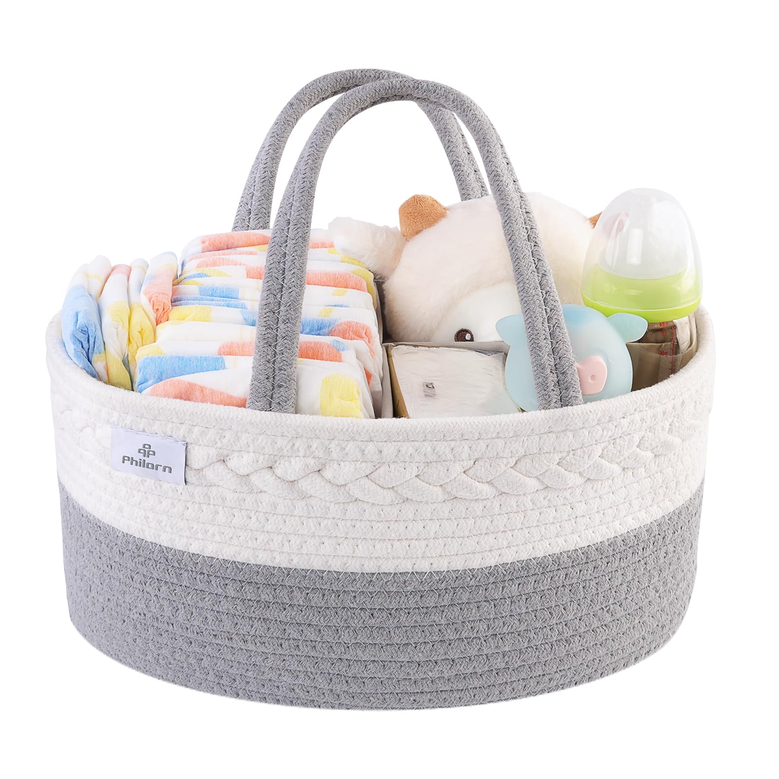 

PHILORN Diaper Storage Large Cotton Rope Braided Diaper Storage Baby Supplies Storage Diaper Baby Baby Car Travel Storage Baby Care Supplies Storage 3 белый