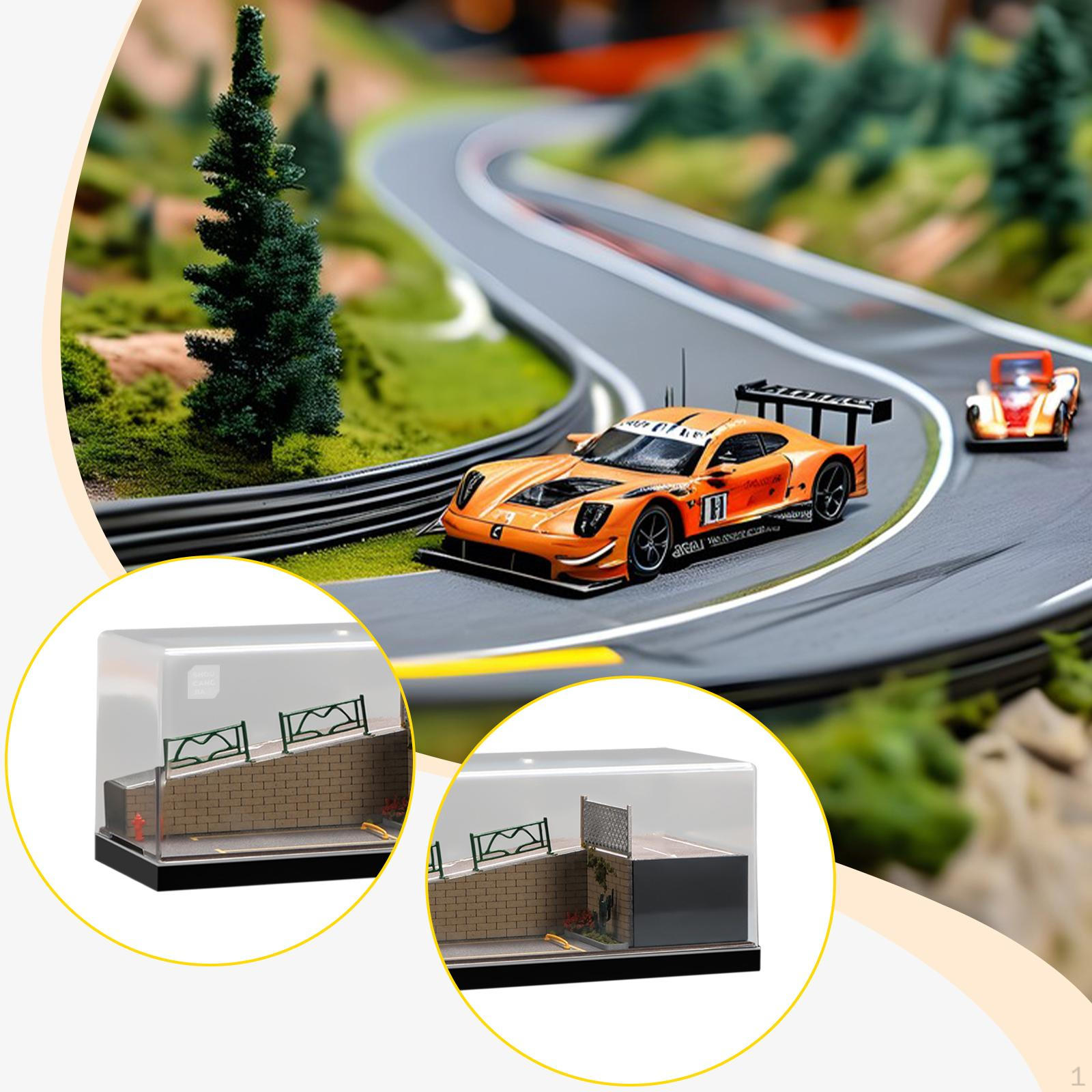 

1/64 Model Car Display Case Parking Garage Diorama Dustproof Miniature Scene Decorative Micro without Figurine