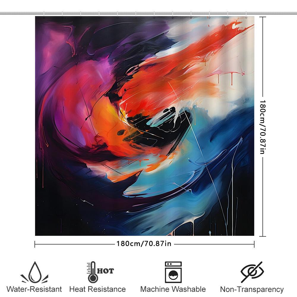 Modern Abstract Bathroom Shower Curtain Colorful Watercolor Design For Home Decor Bath Decoration Polyester Fabric With Hook Rin