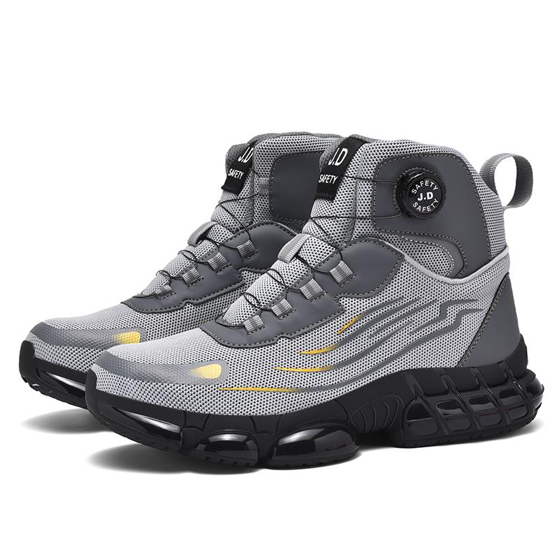 Rotating Button New Safety Shoes Men Anti-smash Anti-puncture Work Shoes Fashion Men Sport Shoes Security Protective Boots Men