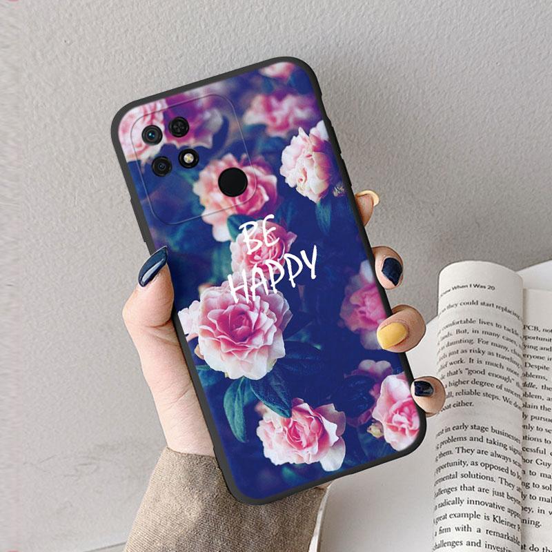 Case For Redmi 10 10C 10A Cute Heart Flower Back Cover Soft Silicone Matte Protective Funda For Xiaomi Redmi 10C Redmi10 Bag