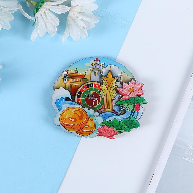 National City Scenic Cartoon Holz-Epoxid-Kühlschrankmagnet