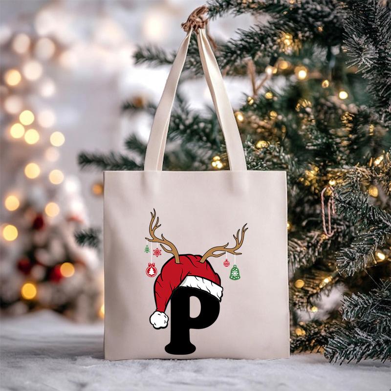 Christmas Letter Print Messenger Bag Student Casual Canvas Bag New