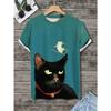 Men's Funny Animal Cat Printed T Shirt Short Sleeved Tee Tops 3D Print O-Neck Shirts Party Summer Casual Men's Clothing Apparel