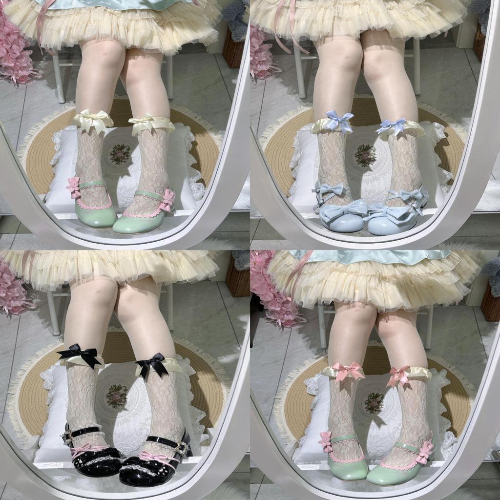 Lolita Summer Sheer Satin Bow Ankle Socks For Women With Breathable Fabrics