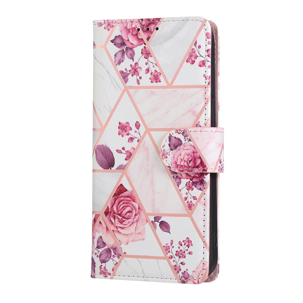 For iPhone 16e Case Lacquered Marble Pattern Leather Phone Cover