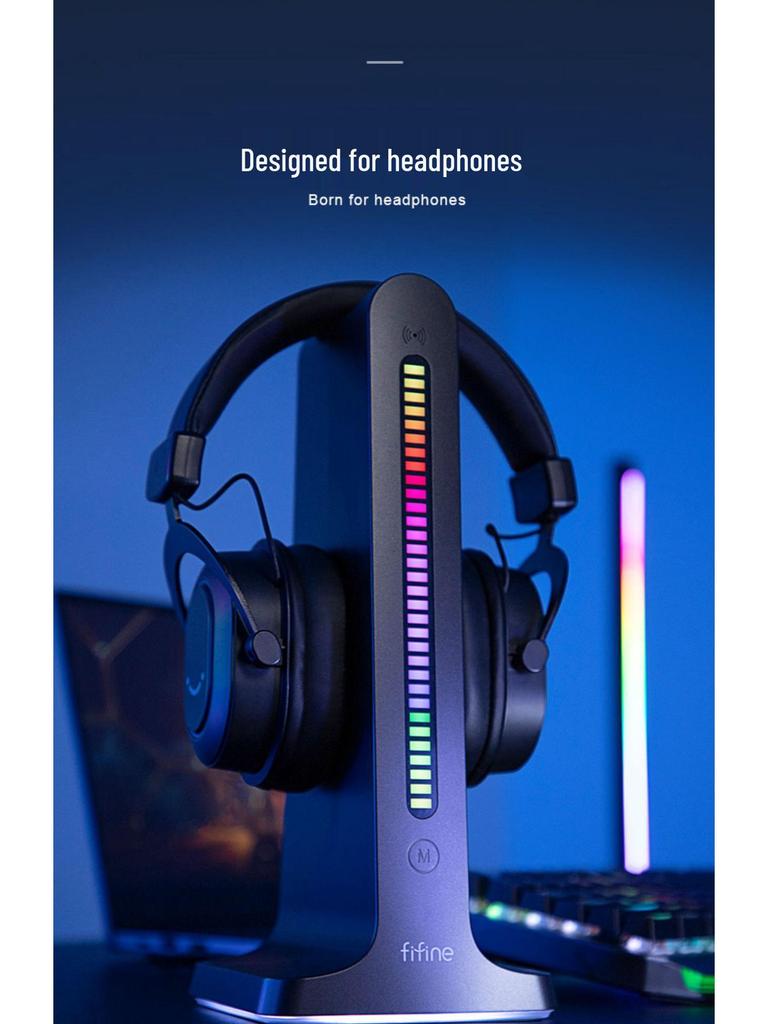 Fifine RGB Gaming Headset with USB Stand & Voice-activated Light