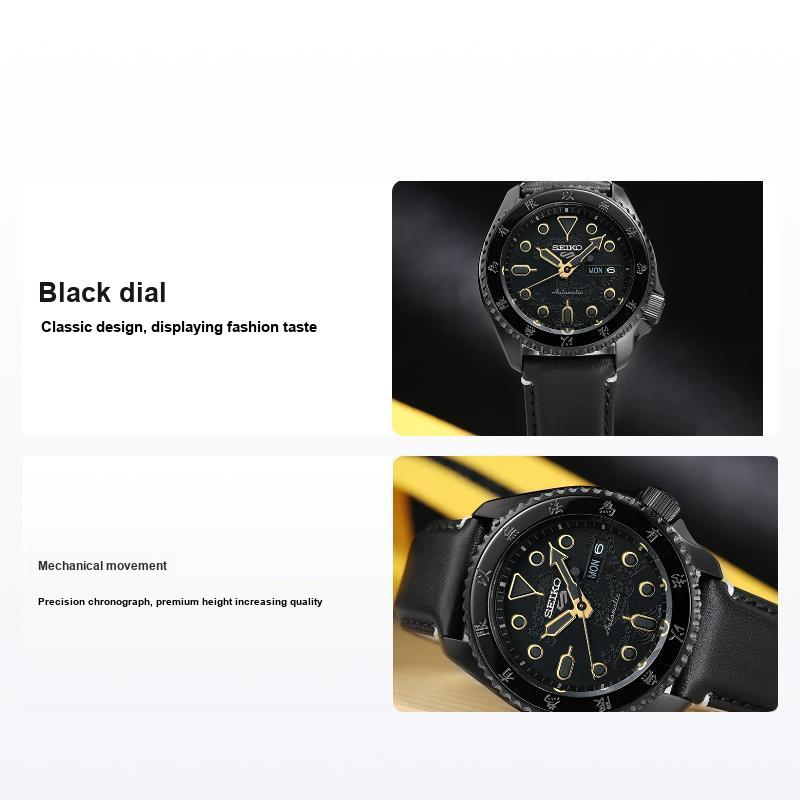 Seiko Men's Black 5 Series 55Th Anniversary Bruce Lee Limited Edition Mechanical Movet Leather Strap Watch Unisex Watches Srpk39k1
