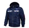 Men's Winter Hooded Padded Bomber Jacket Embroidered Quilted Flight Coat Loose Fit Casual Streetwear