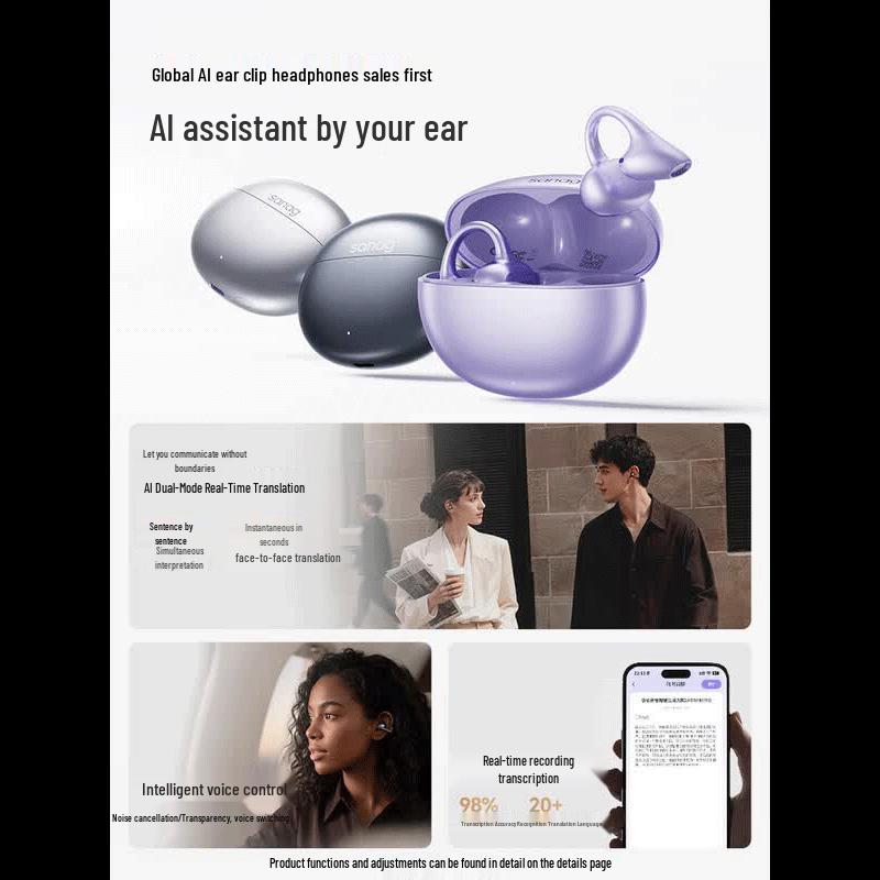 Saina ANC Ear-clip True Wireless Bluetooth Headset
