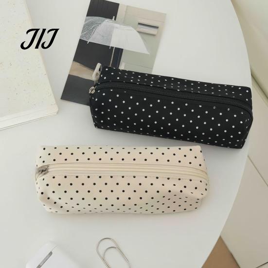 Pochette Accessoire de Bureau Élégante, Trousse à Crayons Pois, Pochette Organisateur Papeterie en Tissu, Sac Esthétique Maquillage Mignon Fermeture Éclair Stylo pour l'École
