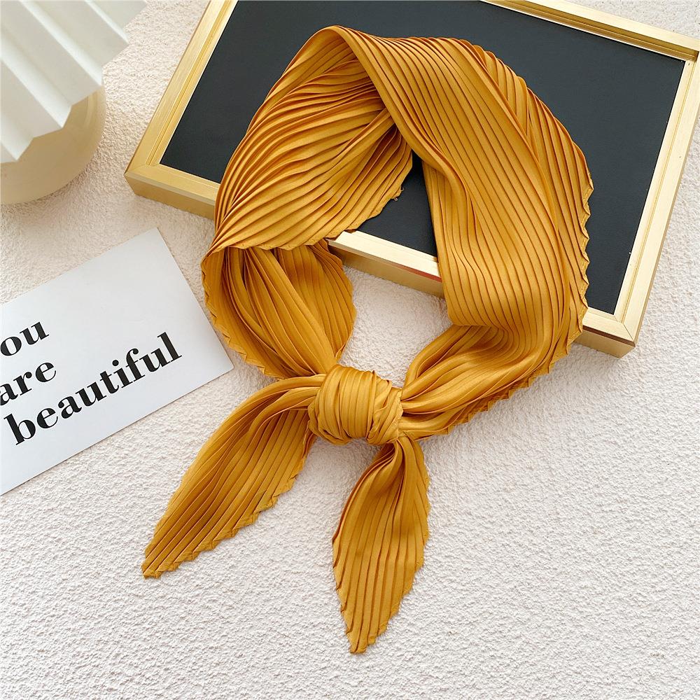 Crinkle Pleated Square Scarf Decorative Solid Color Crinkle Scarf Shawl Women Hijab Neckerchief Headscarf Thin Hair Tie Band
