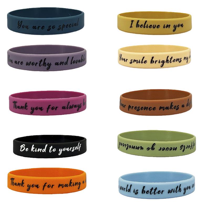 Motivational Silicone Wristband with Inspirational Quotes - Macaron Color Back-to-School Gift