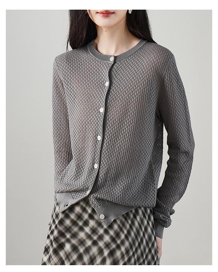 Lingge hollow knitted cardigan jacket for women in spring 2026, fashionable and versatile, slimming casual top