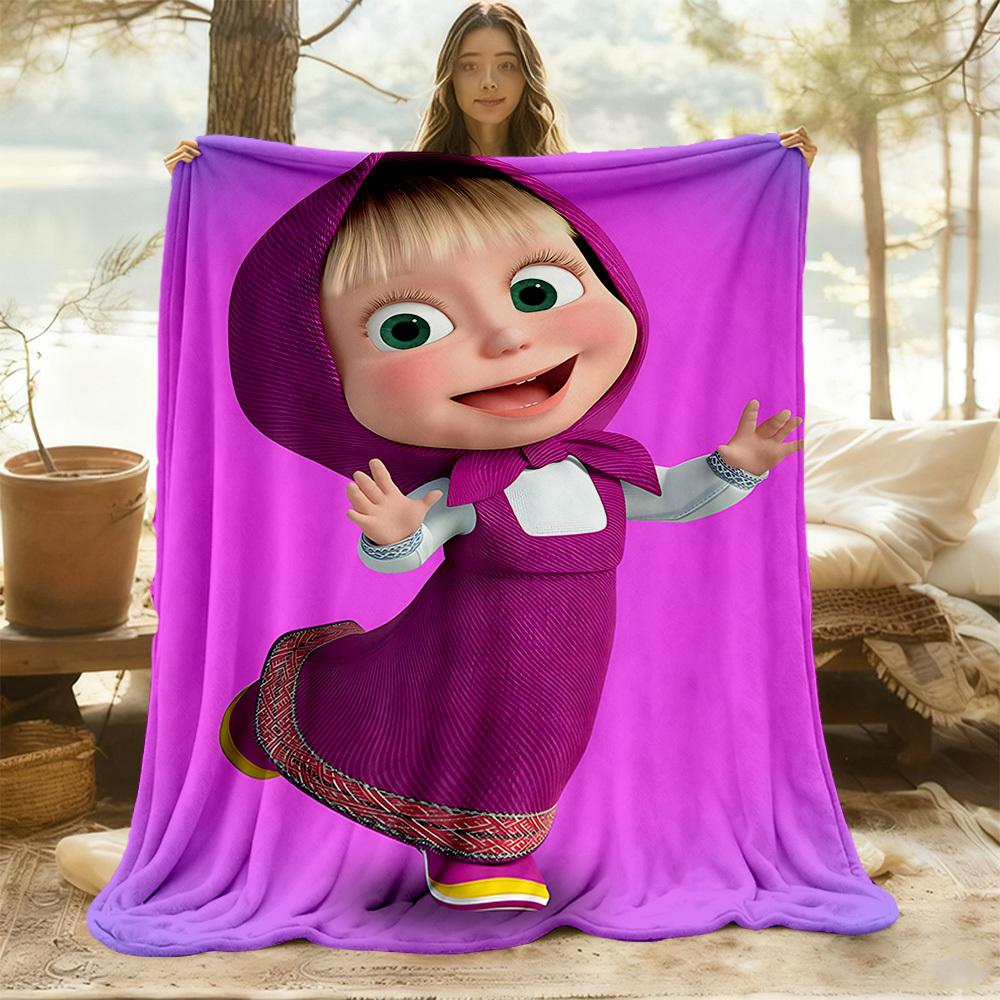 1pc Masha Outdoor Blanket Lightweight Flannel, Soft & Warm, All-Season Use for Sofa, Outdoor, Camping, Living Room, Office107