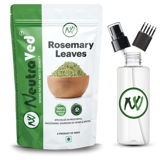 

NeutraVed Rosemary Leaves for Hair Growth and Seasoning, 100g | Food Grade With Mist Spray and Comb Cape for Rosemary Water, Zipper Pouch 100gm